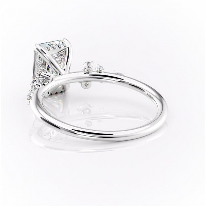 Inel de logodnă Elaris din aur Alb 14kt cu moissanite tăietură smarald – Pietre laterale rafinată pentru profil înalt | Personalizează și configurează gratuit online [4]