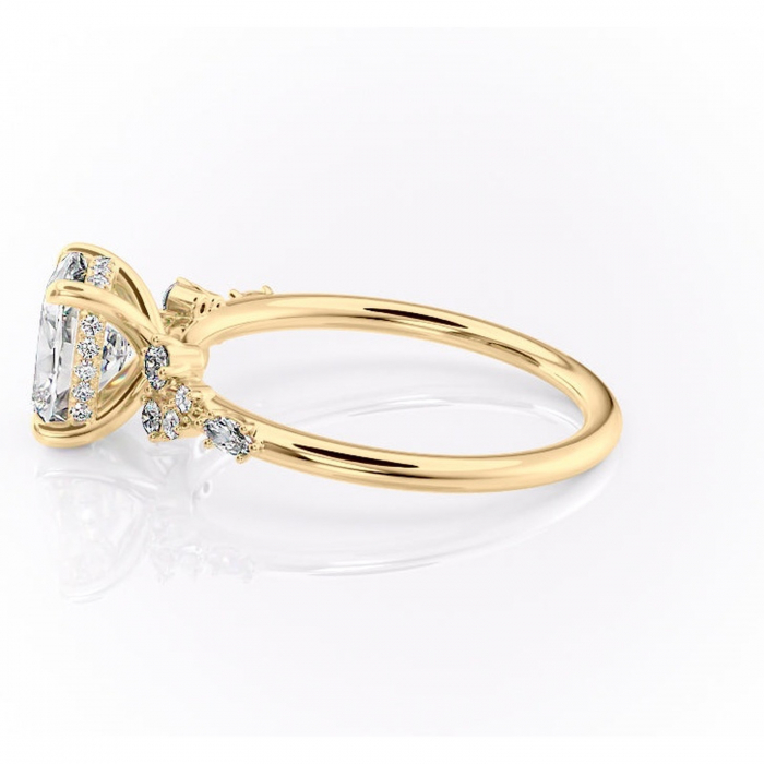 Inel de logodnă Elaris din aur Galben 14kt cu moissanite tăietură asscher – Pietre laterale rafinată pentru profil înalt | Personalizează și configurează gratuit online [6]