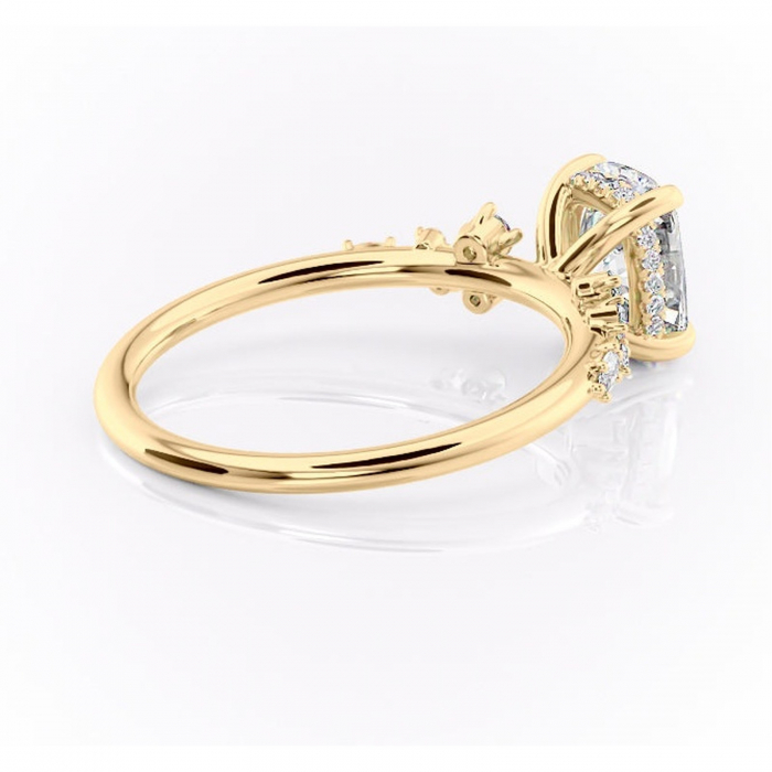 Inel de logodnă Elaris din aur Galben 14kt cu moissanite tăietură asscher – Pietre laterale rafinată pentru profil înalt | Personalizează și configurează gratuit online [3]