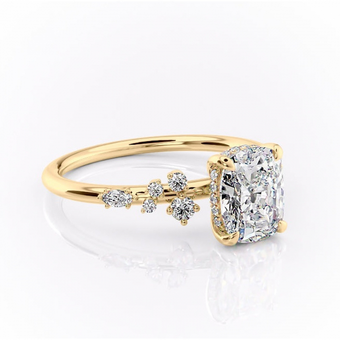 Inel de logodnă Elaris din aur Galben 14kt cu moissanite tăietură asscher – Pietre laterale rafinată pentru profil înalt | Personalizează și configurează gratuit online [1]