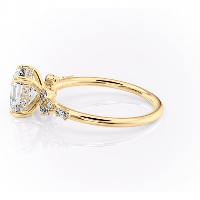 Inel de logodnă Elaris din aur Galben 18kt cu moissanite tăietură asscher – Pietre laterale rafinată pentru profil înalt | Personalizează și configurează gratuit online [6]