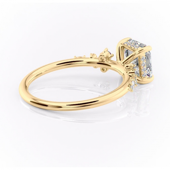 Inel de logodnă Elaris din aur Galben 18kt cu moissanite tăietură asscher – Pietre laterale rafinată pentru profil înalt | Personalizează și configurează gratuit online [3]