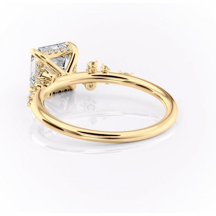 Inel de logodnă Elaris din aur Galben 18kt cu moissanite tăietură asscher – Pietre laterale rafinată pentru profil înalt | Personalizează și configurează gratuit online [4]