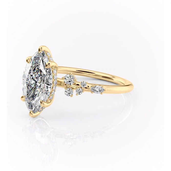 Inel de logodnă Elaris din aur Galben 18kt cu moissanite tăietură marquise – Pietre laterale rafinată pentru profil înalt | Personalizează și configurează gratuit online [7]