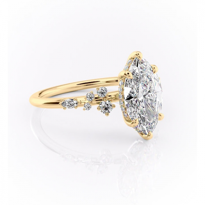 Inel de logodnă Elaris din aur Galben 18kt cu moissanite tăietură marquise – Pietre laterale rafinată pentru profil înalt | Personalizează și configurează gratuit online [1]