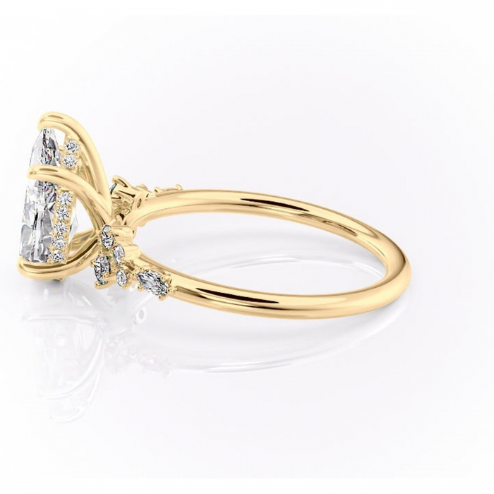 Inel de logodnă Elaris din aur Galben 18kt cu moissanite tăietură pară – Pietre laterale rafinată pentru profil înalt | Personalizează și configurează gratuit online [6]