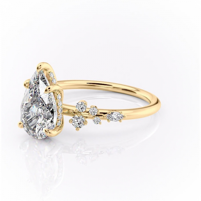Inel de logodnă Elaris din aur Galben 18kt cu moissanite tăietură pară – Pietre laterale rafinată pentru profil înalt | Personalizează și configurează gratuit online [7]
