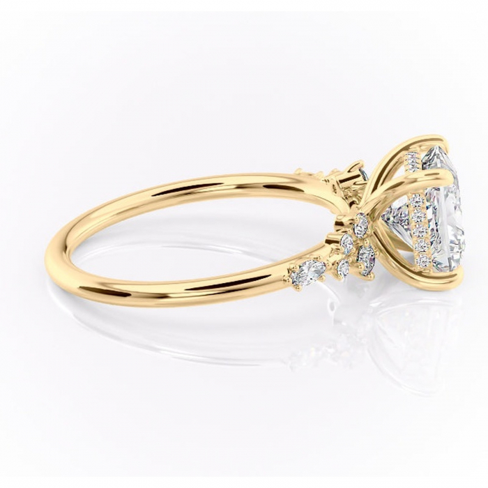 Inel de logodnă Elaris din aur Galben 14kt cu moissanite tăietură princess – Pietre laterale rafinată pentru profil înalt | Personalizează și configurează gratuit online [2]