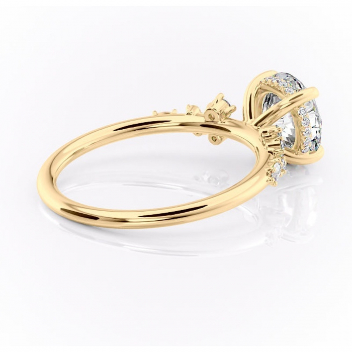 Inel de logodnă Elaris din aur Galben 14kt cu moissanite tăietură rotundă – Pietre laterale rafinată pentru profil înalt | Personalizează și configurează gratuit online [3]
