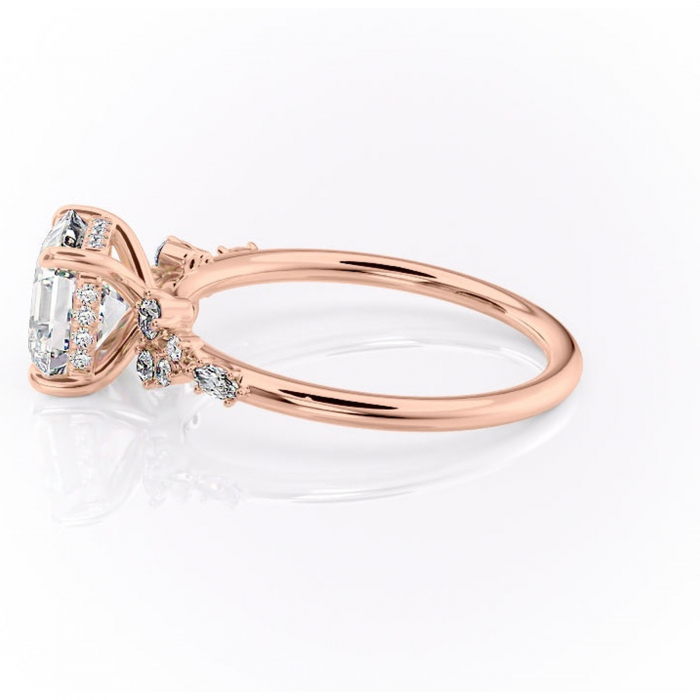 Inel de logodnă Elaris din aur Rose 14kt cu moissanite tăietură asscher – Pietre laterale rafinată pentru profil înalt | Personalizează și configurează gratuit online [6]