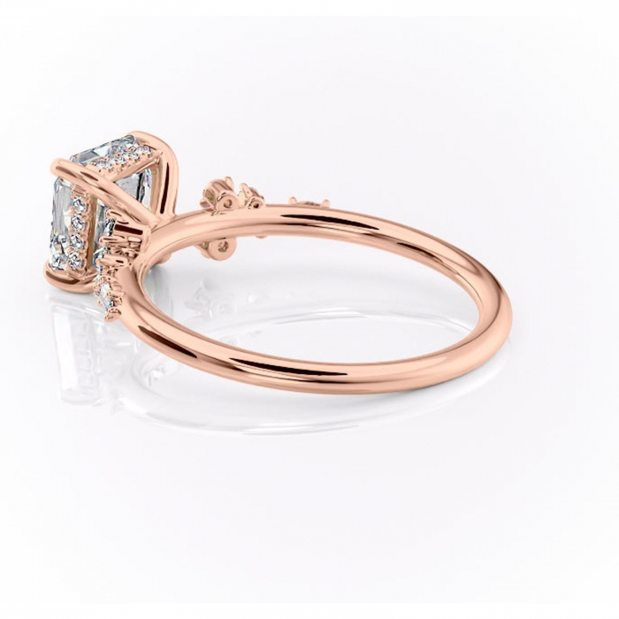 Inel de logodnă Elaris din aur Rose 14kt cu moissanite tăietură asscher – Pietre laterale rafinată pentru profil înalt | Personalizează și configurează gratuit online [5]