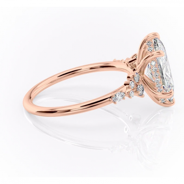 Inel de logodnă Elaris din aur Rose 14kt cu moissanite tăietură marquise – Pietre laterale rafinată pentru profil înalt | Personalizează și configurează gratuit online [2]