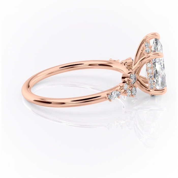 Inel de logodnă Elaris din aur Rose 18kt cu moissanite tăietură pară – Pietre laterale rafinată pentru profil înalt | Personalizează și configurează gratuit online [2]