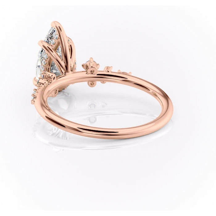 Inel de logodnă Elaris din aur Rose 18kt cu moissanite tăietură pară – Pietre laterale rafinată pentru profil înalt | Personalizează și configurează gratuit online [4]