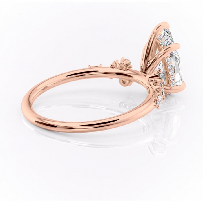 Inel de logodnă Elaris din aur Rose 18kt cu moissanite tăietură pară – Pietre laterale rafinată pentru profil înalt | Personalizează și configurează gratuit online [3]
