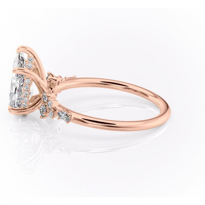 Inel de logodnă Elaris din aur Rose 18kt cu moissanite tăietură pară – Pietre laterale rafinată pentru profil înalt | Personalizează și configurează gratuit online [6]