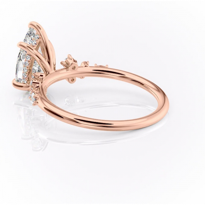 Inel de logodnă Elaris din aur Rose 18kt cu moissanite tăietură pară – Pietre laterale rafinată pentru profil înalt | Personalizează și configurează gratuit online [5]