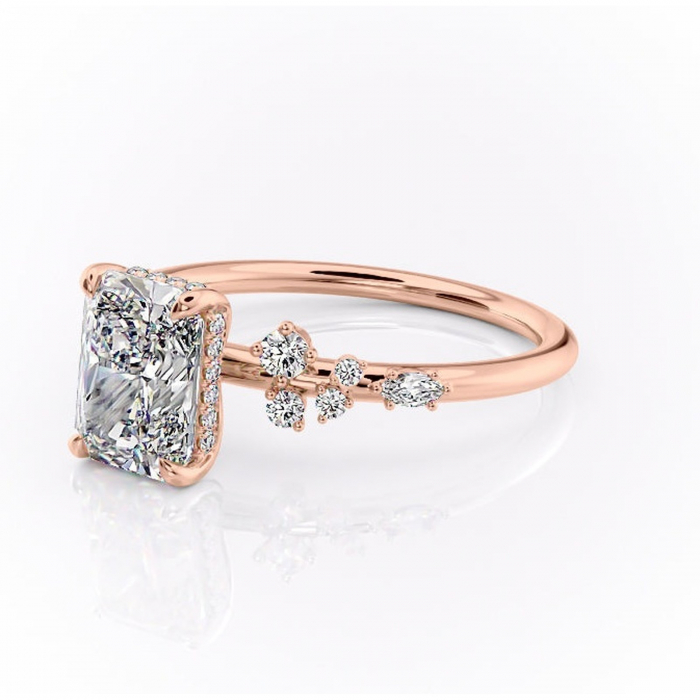 Inel de logodnă Elaris din aur Rose 18kt cu moissanite tăietură radiantă – Pietre laterale rafinată pentru profil înalt | Personalizează și configurează gratuit online [7]