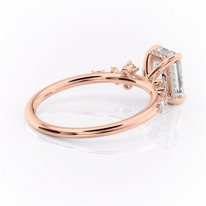 Inel de logodnă Elaris din aur Rose 18kt cu moissanite tăietură radiantă – Pietre laterale rafinată pentru profil înalt | Personalizează și configurează gratuit online [3]