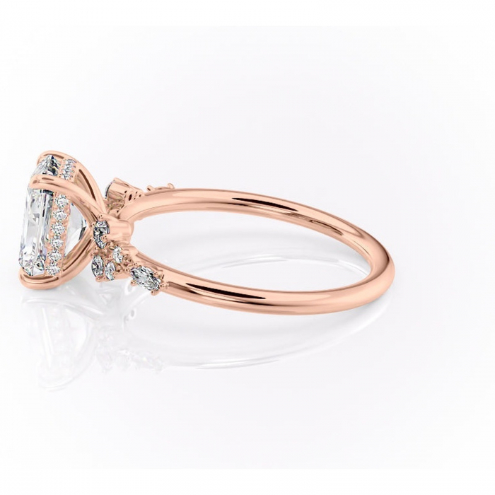 Inel de logodnă Elaris din aur Rose 18kt cu moissanite tăietură radiantă – Pietre laterale rafinată pentru profil înalt | Personalizează și configurează gratuit online [6]