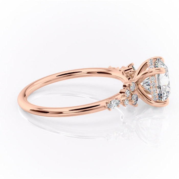 Inel de logodnă Elaris din aur Rose 14kt cu moissanite tăietură rotundă – Pietre laterale rafinată pentru profil înalt | Personalizează și configurează gratuit online [2]
