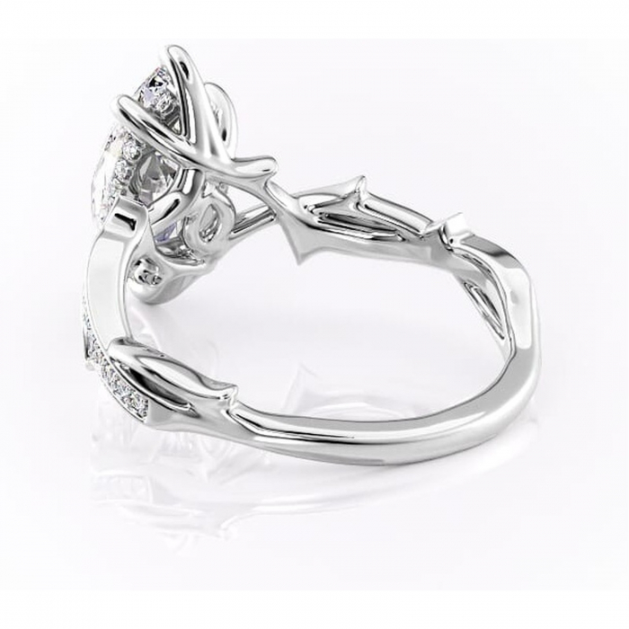 Inel de logodnă Eleanor din aur Alb 14kt cu moissanite tăietură marquise – Montură pavé rafinată pentru profil mediu | Personalizează și configurează gratuit online [4]