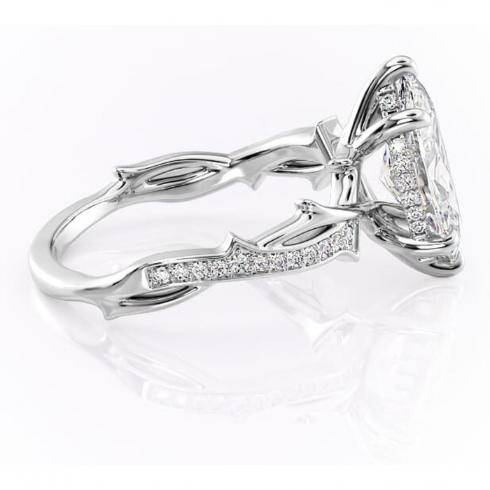 Inel de logodnă Eleanor din aur Alb 14kt cu moissanite tăietură marquise – Montură pavé rafinată pentru profil mediu | Personalizează și configurează gratuit online [2]