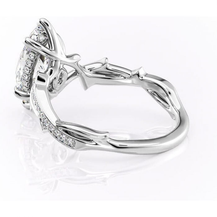 Inel de logodnă Eleanor din aur Alb 14kt cu moissanite tăietură marquise – Montură pavé rafinată pentru profil mediu | Personalizează și configurează gratuit online [5]