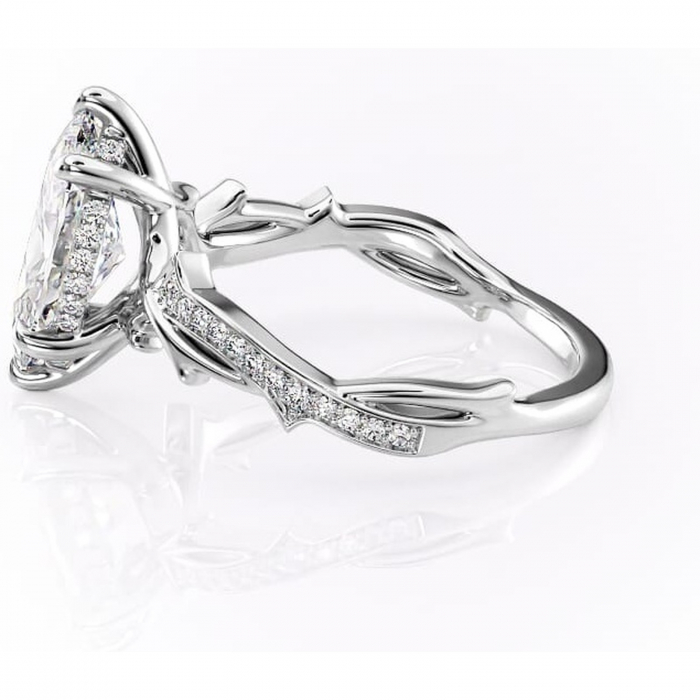 Inel de logodnă Eleanor din aur Alb 14kt cu moissanite tăietură marquise – Montură pavé rafinată pentru profil mediu | Personalizează și configurează gratuit online [6]