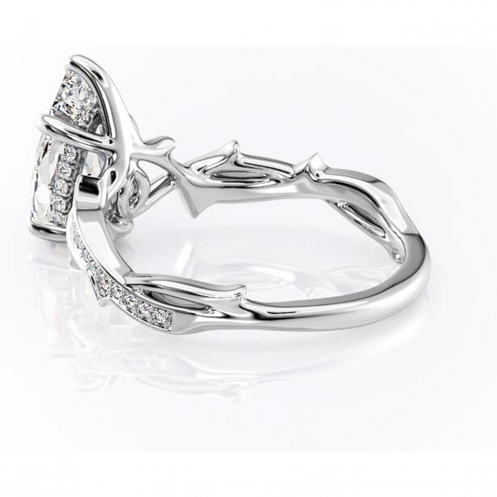 Inel de logodnă Eleanor din aur Alb 18kt cu moissanite tăietură pară – Montură pavé rafinată pentru profil mediu | Personalizează și configurează gratuit online [5]