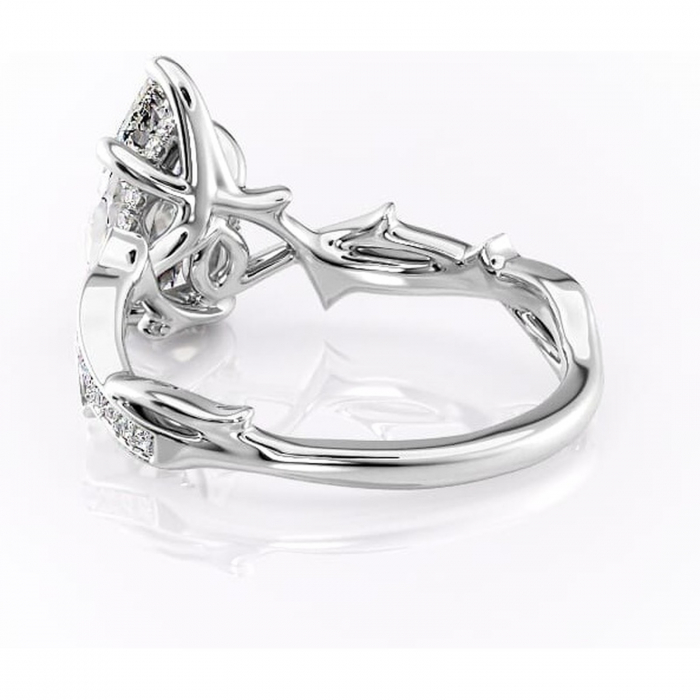 Inel de logodnă Eleanor din aur Alb 18kt cu moissanite tăietură pară – Montură pavé rafinată pentru profil mediu | Personalizează și configurează gratuit online [4]