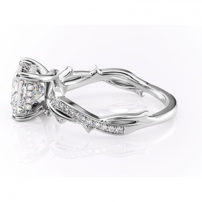 Inel de logodnă Eleanor din aur Alb 14kt cu moissanite tăietură princess – Montură pavé rafinată pentru profil mediu | Personalizează și configurează gratuit online [6]