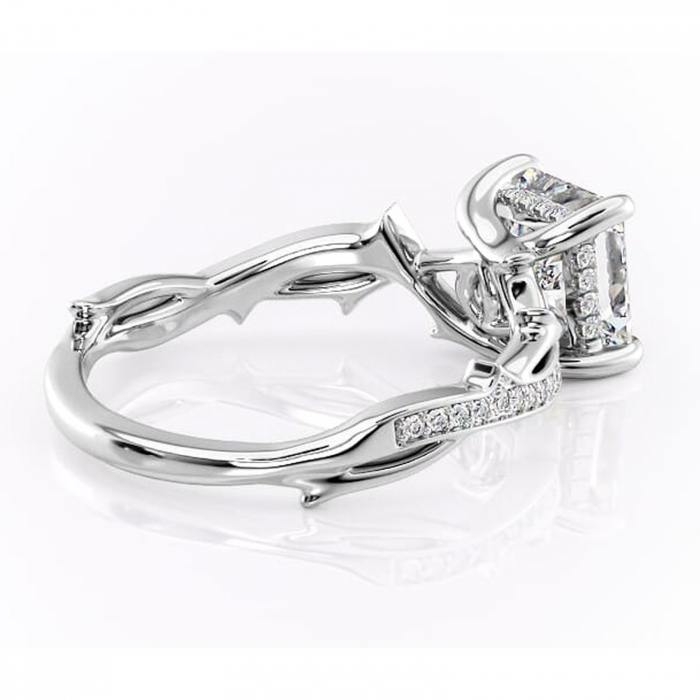 Inel de logodnă Eleanor din aur Alb 14kt cu moissanite tăietură princess – Montură pavé rafinată pentru profil mediu | Personalizează și configurează gratuit online [3]