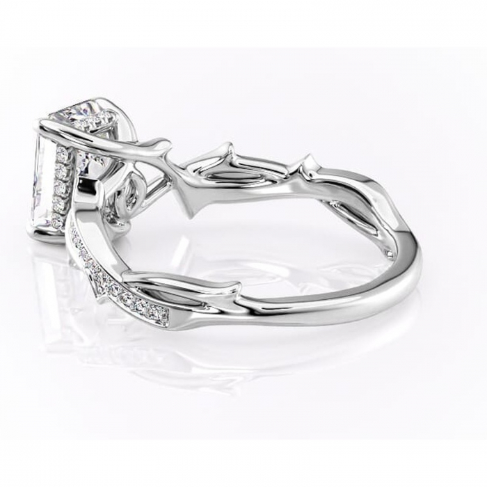 Inel de logodnă Eleanor din aur Alb 14kt cu moissanite tăietură radiantă – Montură pavé rafinată pentru profil mediu | Personalizează și configurează gratuit online [5]