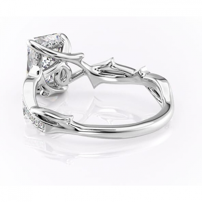 Inel de logodnă Eleanor din aur Alb 14kt cu moissanite tăietură radiantă – Montură pavé rafinată pentru profil mediu | Personalizează și configurează gratuit online [4]