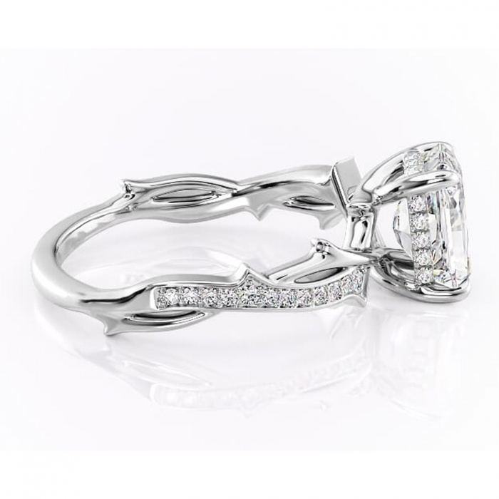 Inel de logodnă Eleanor din aur Alb 14kt cu moissanite tăietură radiantă – Montură pavé rafinată pentru profil mediu | Personalizează și configurează gratuit online [2]