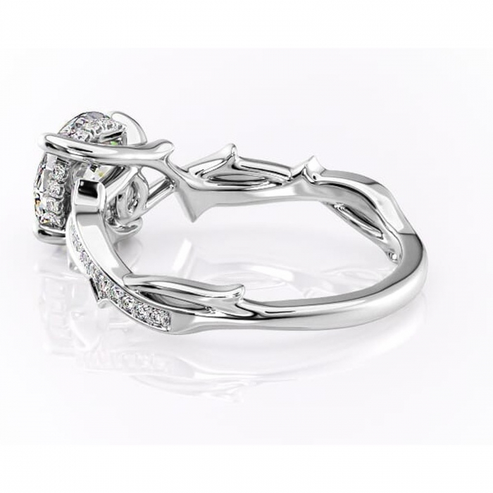 Inel de logodnă Eleanor din aur Alb 14kt cu moissanite tăietură rotundă – Montură pavé rafinată pentru profil mediu | Personalizează și configurează gratuit online [5]