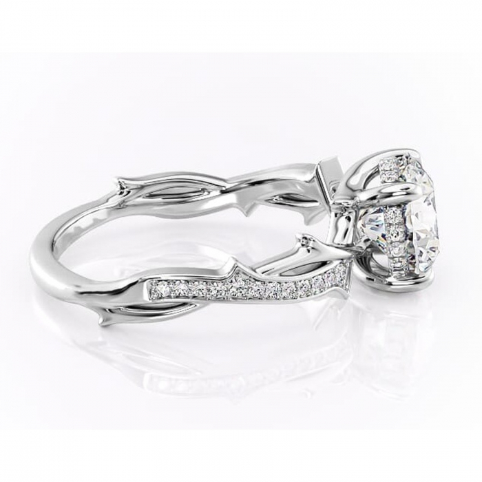 Inel de logodnă Eleanor din aur Alb 14kt cu moissanite tăietură rotundă – Montură pavé rafinată pentru profil mediu | Personalizează și configurează gratuit online [2]