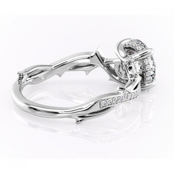 Inel de logodnă Eleanor din aur Alb 14kt cu moissanite tăietură rotundă – Montură pavé rafinată pentru profil mediu | Personalizează și configurează gratuit online [3]