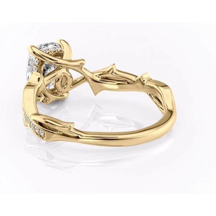 Inel de logodnă Eleanor din aur Galben 14kt cu moissanite tăietură pernă – Montură pavé rafinată pentru profil mediu | Personalizează și configurează gratuit online [4]
