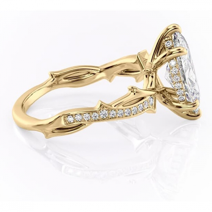 Inel de logodnă Eleanor din aur Galben 14kt cu moissanite tăietură marquise – Montură pavé rafinată pentru profil mediu | Personalizează și configurează gratuit online [2]