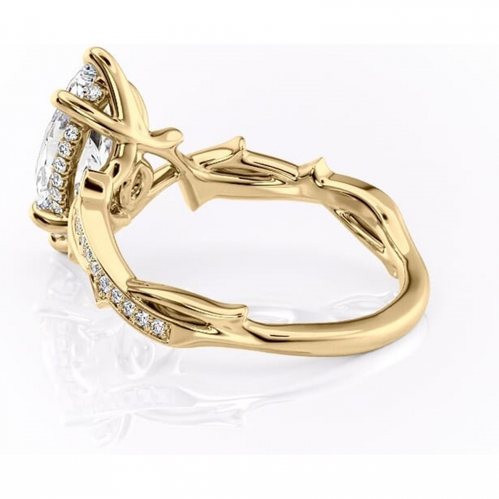 Inel de logodnă Eleanor din aur Galben 14kt cu moissanite tăietură marquise – Montură pavé rafinată pentru profil mediu | Personalizează și configurează gratuit online [5]