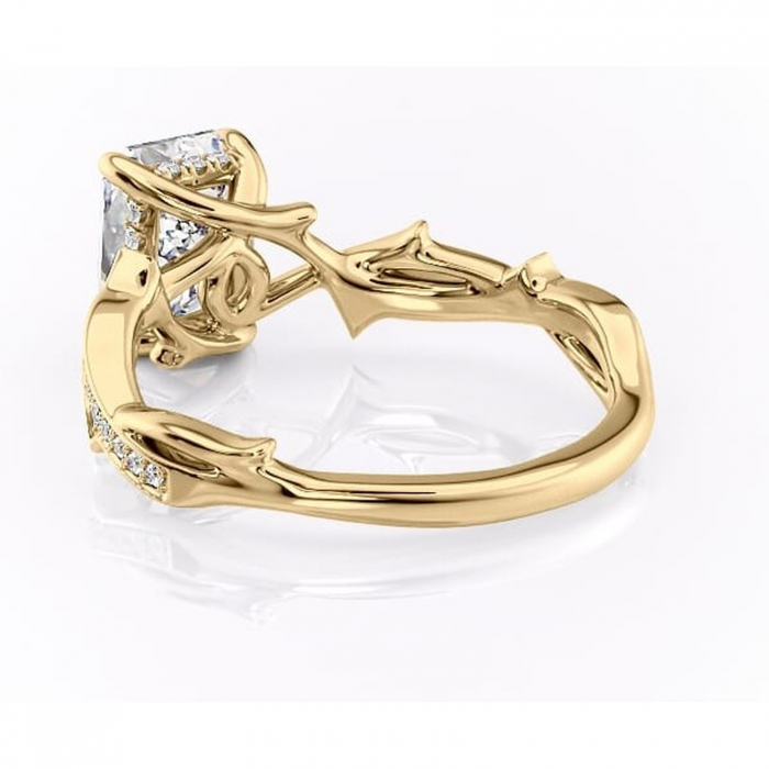 Inel de logodnă Eleanor din aur Galben 18kt cu moissanite tăietură radiantă – Montură pavé rafinată pentru profil mediu | Personalizează și configurează gratuit online [4]