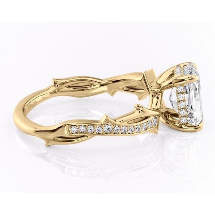 Inel de logodnă Eleanor din aur Galben 18kt cu moissanite tăietură radiantă – Montură pavé rafinată pentru profil mediu | Personalizează și configurează gratuit online [2]