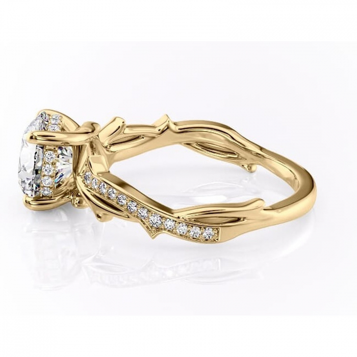 Inel de logodnă Eleanor din aur Galben 14kt cu moissanite tăietură rotundă – Montură pavé rafinată pentru profil mediu | Personalizează și configurează gratuit online [6]