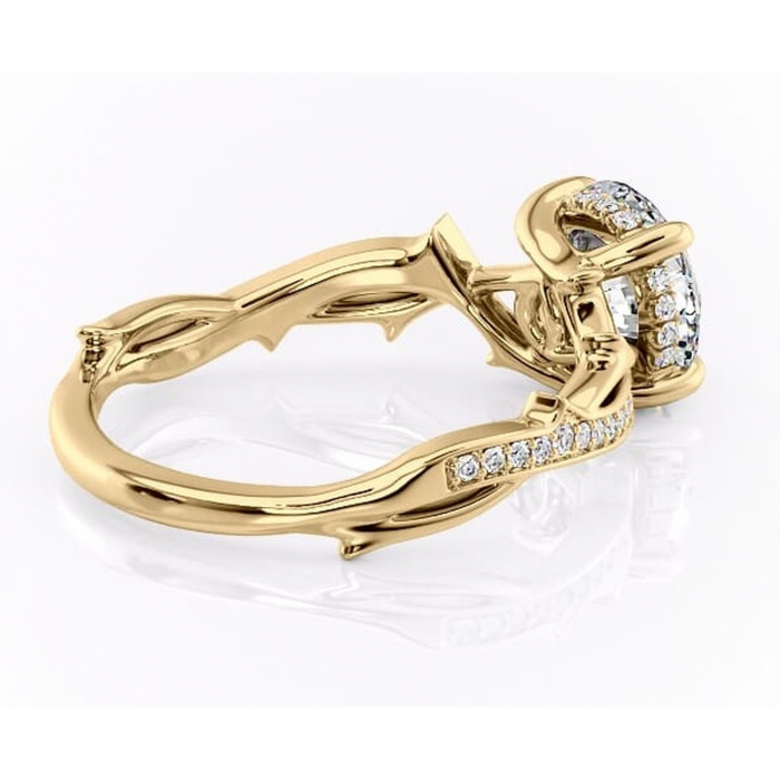 Inel de logodnă Eleanor din aur Galben 14kt cu moissanite tăietură rotundă – Montură pavé rafinată pentru profil mediu | Personalizează și configurează gratuit online [3]