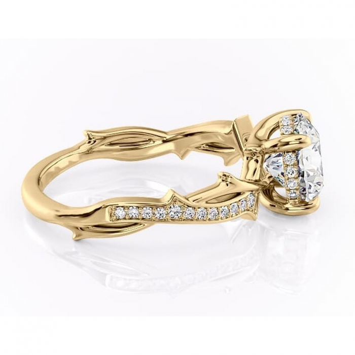 Inel de logodnă Eleanor din aur Galben 14kt cu moissanite tăietură rotundă – Montură pavé rafinată pentru profil mediu | Personalizează și configurează gratuit online [2]