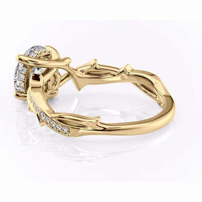 Inel de logodnă Eleanor din aur Galben 14kt cu moissanite tăietură rotundă – Montură pavé rafinată pentru profil mediu | Personalizează și configurează gratuit online [5]