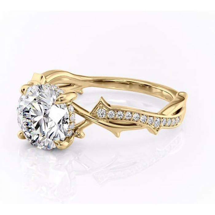 Inel de logodnă Eleanor din aur Galben 14kt cu moissanite tăietură rotundă – Montură pavé rafinată pentru profil mediu | Personalizează și configurează gratuit online [7]