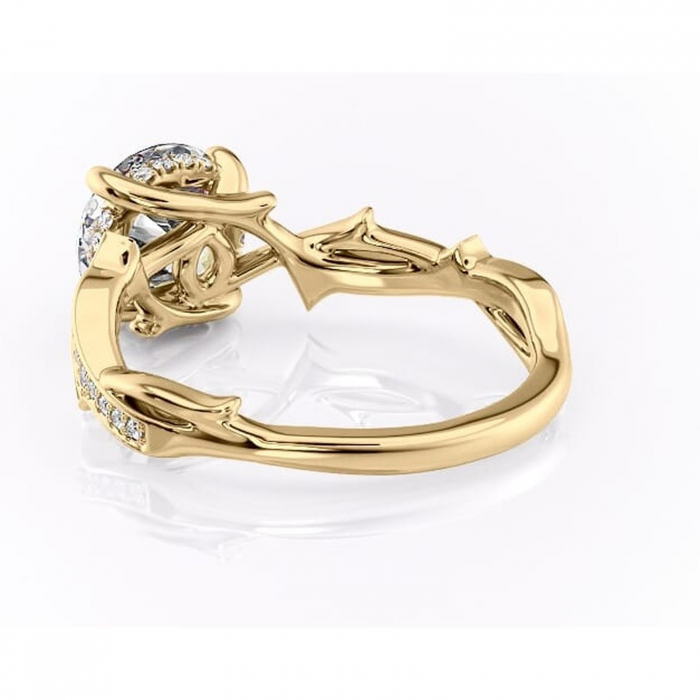 Inel de logodnă Eleanor din aur Galben 14kt cu moissanite tăietură rotundă – Montură pavé rafinată pentru profil mediu | Personalizează și configurează gratuit online [4]